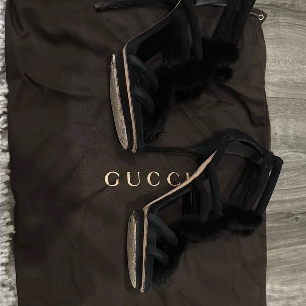 Gucci Black Fur Women's Sandals - Picture 8 of 8